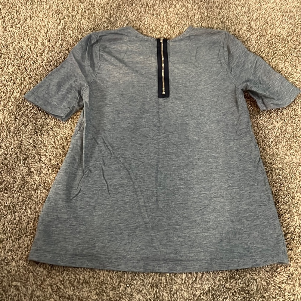 Cute zipper tee shirt - hethered navy blue